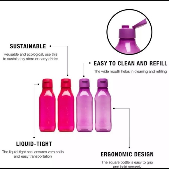 Tupperware Eco Square Round 1L Water Bottle - Picture 5 of 5